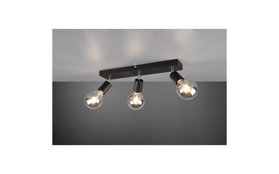 HLW LED LED Plafondspot - Trion Zuncka - E27 Fitting - 3-lichts - Rechthoek - Mat Zwart - Aluminium