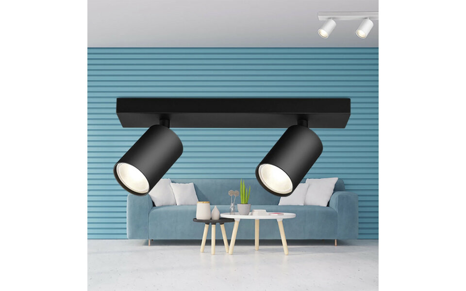 HLW LED LED Plafondspot - Brinton Betin - GU10 Fitting - 2-lichts - Rond - Mat Zwart - Kantelbaar - Aluminium - Philips - CorePro 827 36D - Dimbaar - 10W - Warm Wit 2700K HLW LED LED Plafondspot - Brinton Betin - GU10 Fitting - 2-lichts - Rond - Mat Zwart - Kantelbaar - Aluminium - Philips - CorePro 827 36D - Dimbaar - 10W - Warm Wit 2700K