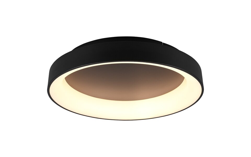 HLW LED LED Ceiling Lamp - Ceiling Lighting - Trion Gurano - 48W - Adjustable Color - Remote Control - Dimmable - Round - Matte Black - Aluminum