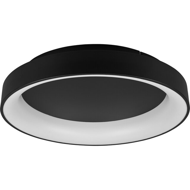 HLW LED LED Plafondlamp - Plafondverlichting - Trion Gurano - 48W - Aanpasbare Kleur - Afstandsbediening - Dimbaar - Rond - Mat Zwart - Aluminium