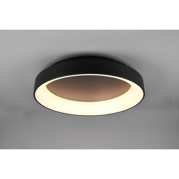 HLW LED LED Plafondlamp - Plafondverlichting - Trion Gurano - 48W - Aanpasbare Kleur - Afstandsbediening - Dimbaar - Rond - Mat Zwart - Aluminium