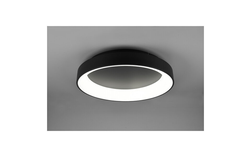 HLW LED LED Ceiling Lamp - Ceiling Lighting - Trion Gurano - 48W - Adjustable Color - Remote Control - Dimmable - Round - Matte Black - Aluminum