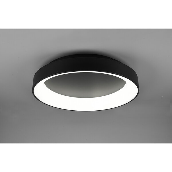 HLW LED LED Plafondlamp - Plafondverlichting - Trion Gurano - 48W - Aanpasbare Kleur - Afstandsbediening - Dimbaar - Rond - Mat Zwart - Aluminium