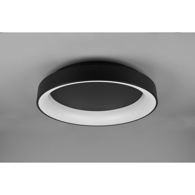 HLW LED LED Plafondlamp - Plafondverlichting - Trion Gurano - 48W - Aanpasbare Kleur - Afstandsbediening - Dimbaar - Rond - Mat Zwart - Aluminium