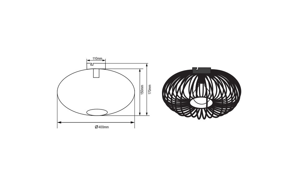 HLW LED LED Ceiling Light - Ceiling Lighting - Trion Johy - E27 Fitting - Round - Industrial - Matte Gray - Aluminum - 40cm