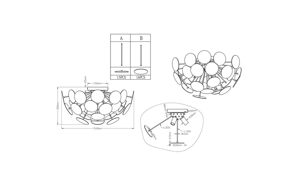 HLW LED LED Ceiling Light - Ceiling Lighting - Trion Discon - E14 Fitting - 3 Lights - Round - Matte White Aluminum