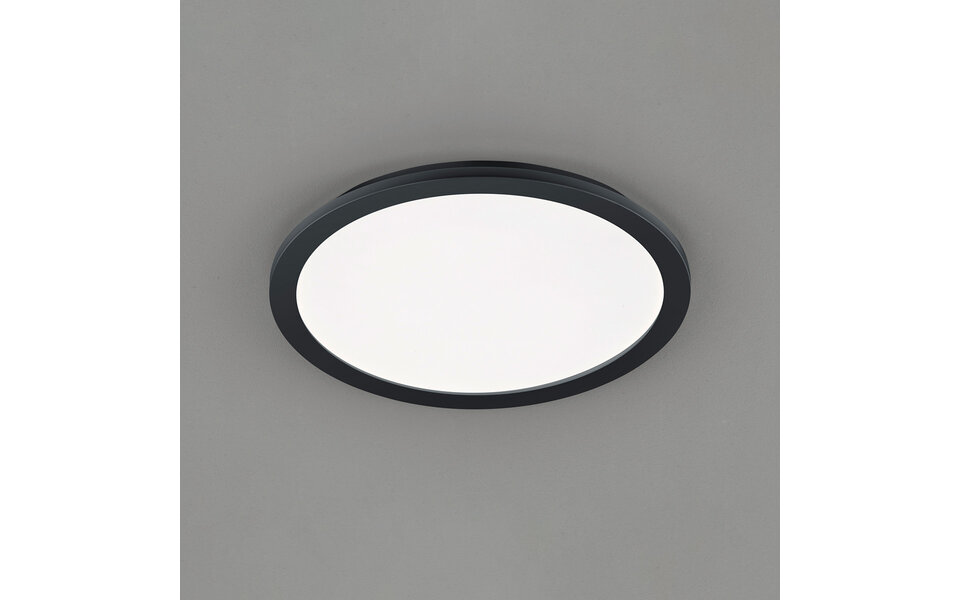 HLW LED LED Ceiling Light - Bathroom Light - Trion Camy - Surface Mounted Round 22W - Splashproof IP44 - Dimmable - Warm White 3000K - Matte Black
