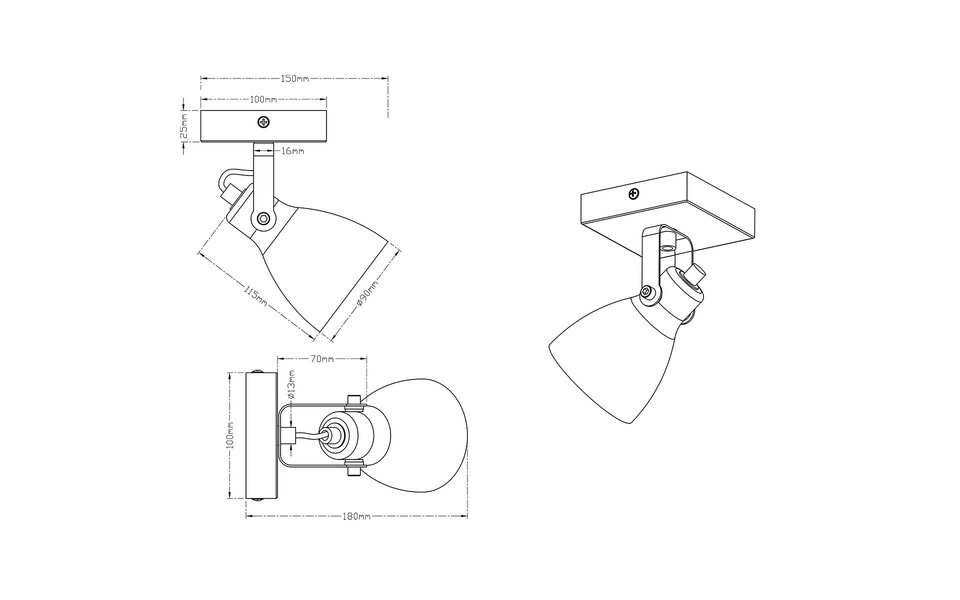 HLW LED LED Plafondspot - Trion Conry - GU10 Fitting - 1-lichts - Vierkant - Mat Grijs Beton Look - Aluminium
