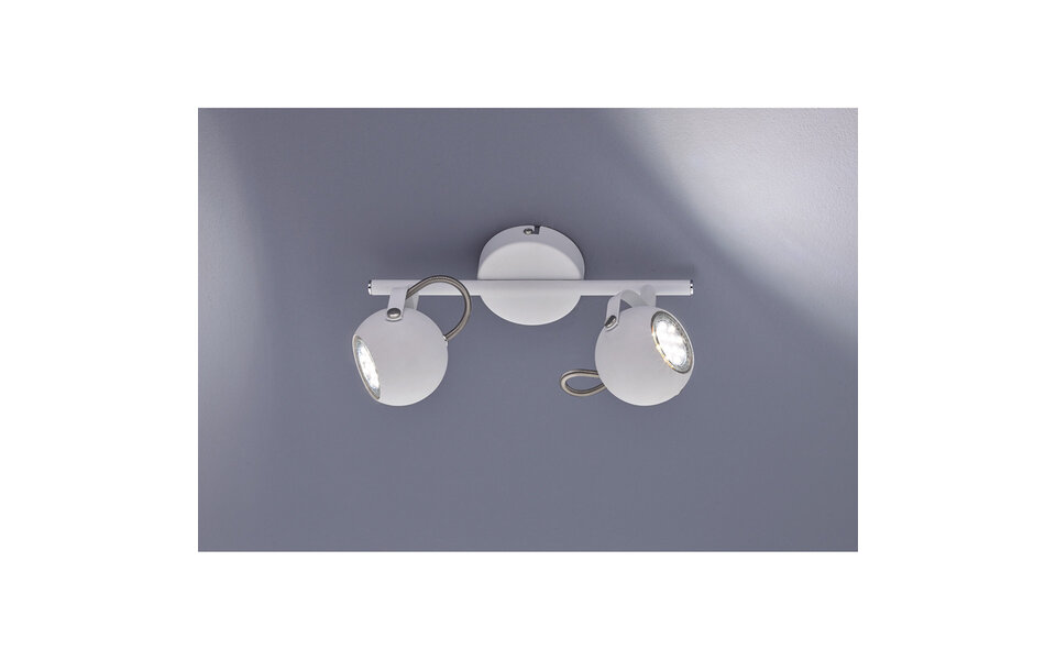 HLW LED LED Ceiling Spotlight - Trion Bosty - GU10 Fitting - 2-light - Rectangular - Matte White - Aluminum