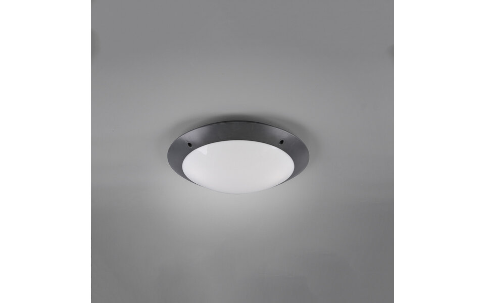 HLW LED LED Ceiling Light - Bathroom Light - Trion Camiro - Surface Mounted Round - Waterproof IP54 - E27 Fitting - 2-light - Matte Anthracite - Plastic