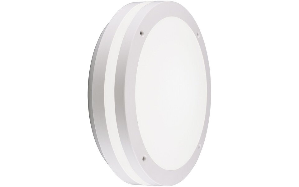 HLW LED LED Ceiling Light - Trion Keraly - Surface Mounted Round - Motion Sensor - Waterproof - 12W - Matte White - Plastic