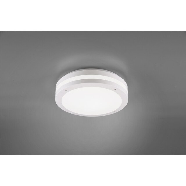 HLW LED LED Ceiling Light - Trion Keraly - Surface Mounted Round - Motion Sensor - Waterproof - 12W - Matte White - Plastic