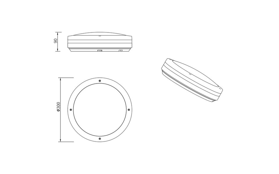 HLW LED LED Ceiling Light - Trion Keraly - Surface Mounted Round - Motion Sensor - Waterproof - 12W - Matte White - Plastic