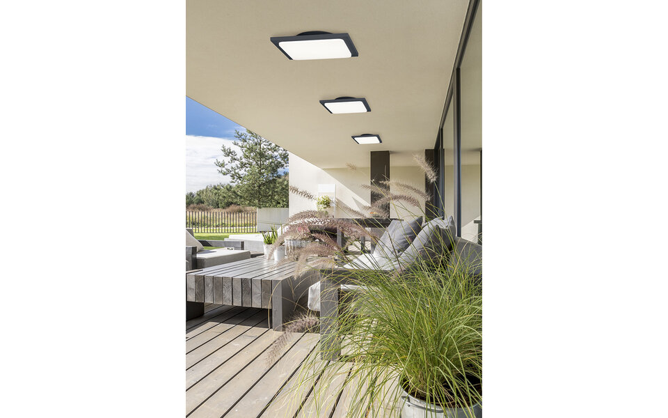 HLW LED LED Plafondlamp - Badkamerlamp - Trion Tovery - Opbouw Vierkant 18W - Waterdicht IP54 - Warm Wit 3000K - Mat Antraciet - Aluminium