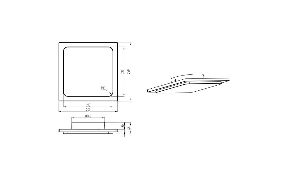 HLW LED LED Ceiling Light - Bathroom Light - Trion Tovery - Surface Mounted Square 18W - Waterproof IP54 - Warm White 3000K - Matte Anthracite - Aluminum