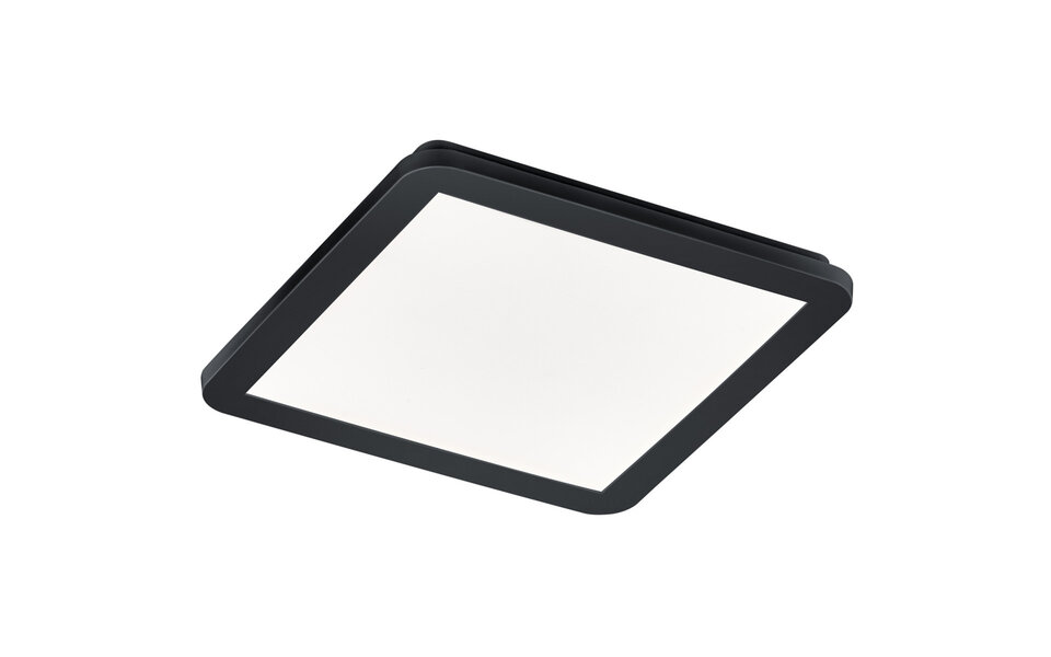 HLW LED LED Plafondlamp - Badkamerlamp - Trion Camy - Opbouw Vierkant 16W - Spatwaterdicht IP44 - Dimbaar - Warm Wit 3000K - Mat Zwart