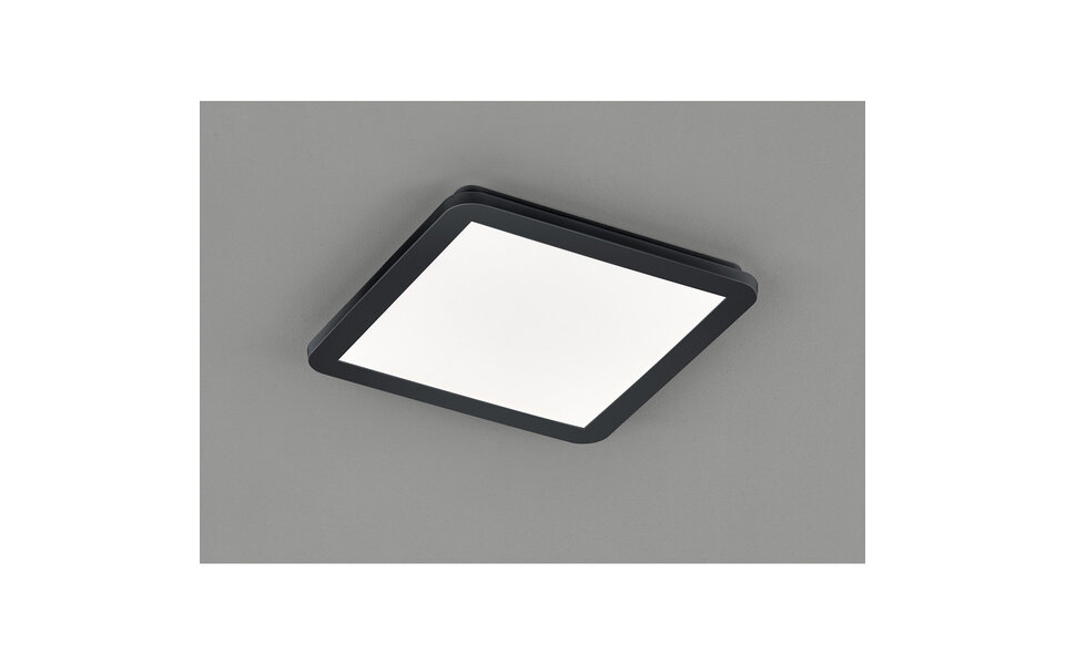 HLW LED LED Plafondlamp - Badkamerlamp - Trion Camy - Opbouw Vierkant 16W - Spatwaterdicht IP44 - Dimbaar - Warm Wit 3000K - Mat Zwart