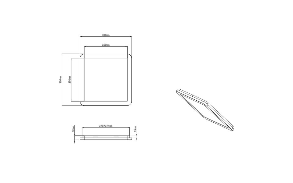 HLW LED LED Plafondlamp - Badkamerlamp - Trion Camy - Opbouw Vierkant 16W - Spatwaterdicht IP44 - Dimbaar - Warm Wit 3000K - Mat Zwart