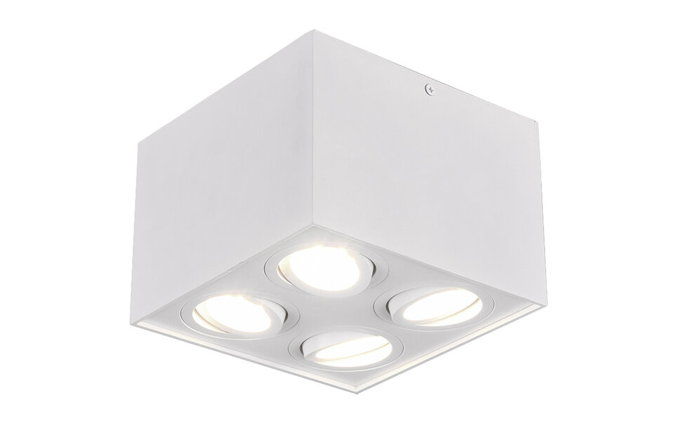 HLW LED LED Ceiling Spotlight - Trion Bisqy - GU10 Fitting - 4 Lights - Square - Matte White - Aluminum