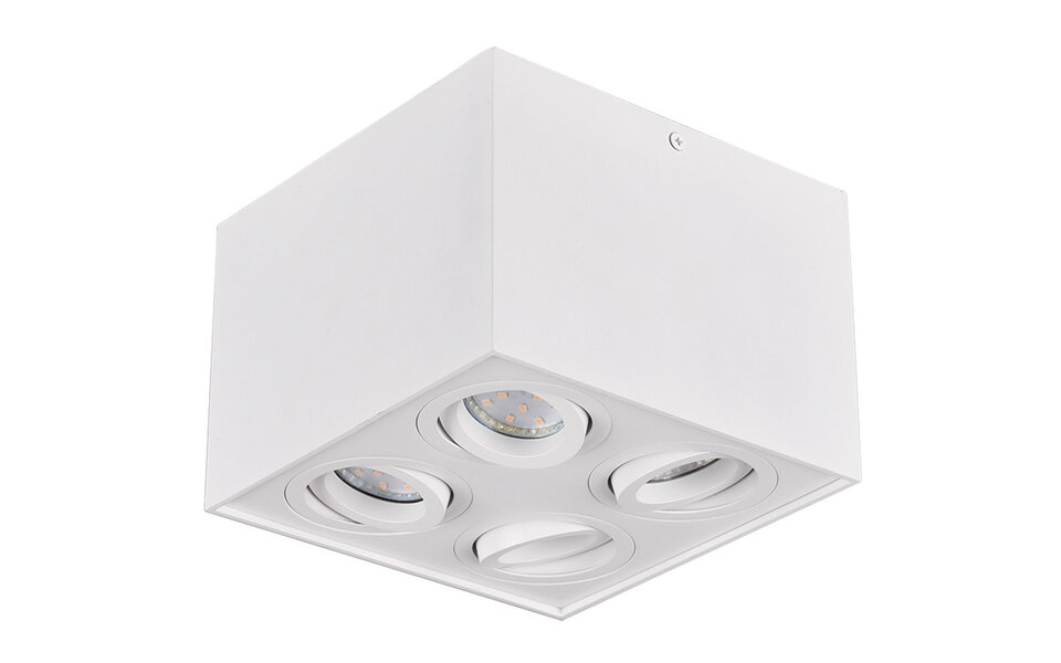 HLW LED LED Ceiling Spotlight - Trion Bisqy - GU10 Fitting - 4 Lights - Square - Matte White - Aluminum