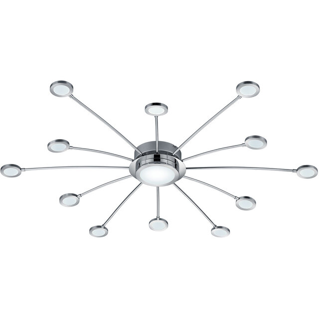 HLW LED LED Ceiling Lamp - Trion Bodrina - 24W + 6W - 13 lights - Adjustable Color - Dimmable - Remote Control - Round - Matte Chrome - Aluminum