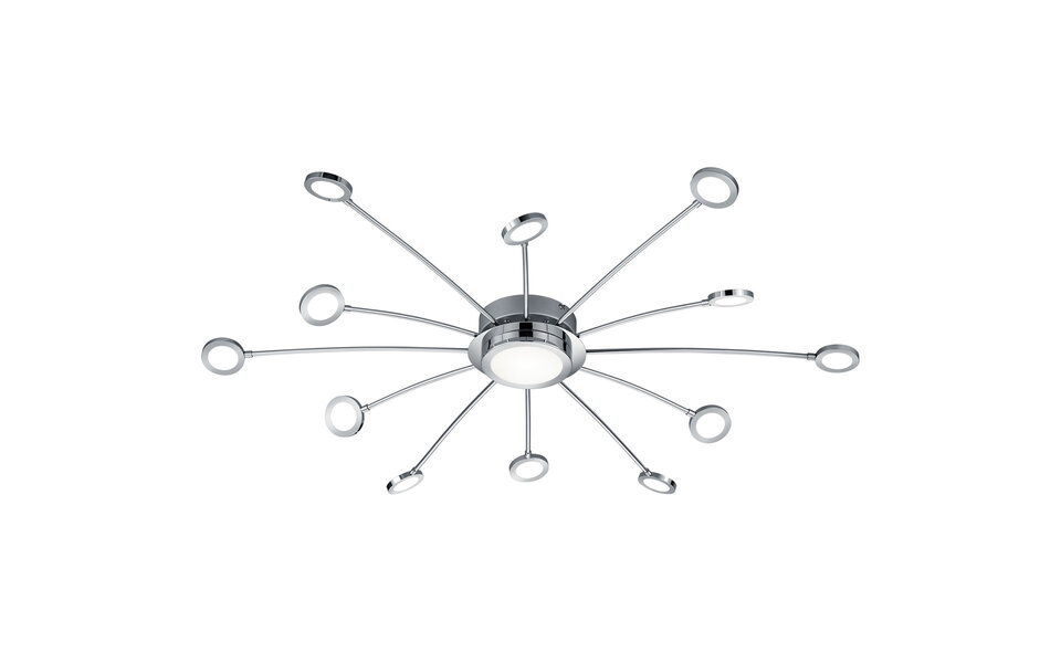 HLW LED LED Ceiling Lamp - Trion Bodrina - 24W + 6W - 13 lights - Adjustable Color - Dimmable - Remote Control - Round - Matte Chrome - Aluminum