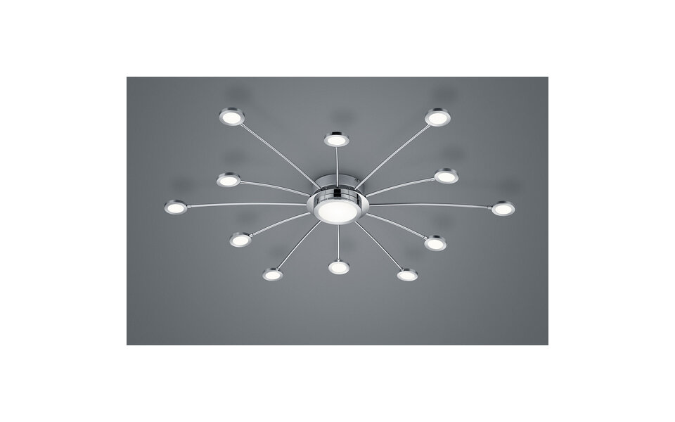 HLW LED LED Plafondlamp - Trion Bodrina - 24W + 6W - 13-lichts - Aanpasbare Kleur - Dimbaar - Afstandsbediening - Rond - Mat Chroom - Aluminium