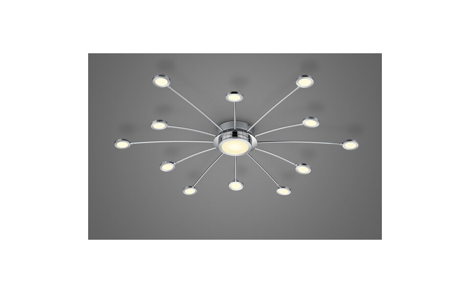 HLW LED LED Ceiling Lamp - Trion Bodrina - 24W + 6W - 13 lights - Adjustable Color - Dimmable - Remote Control - Round - Matte Chrome - Aluminum