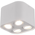 HLW LED LED Ceiling Light - Ceiling Lighting - Trion Cosmin - GU10 Fitting - 4 Lights - Square - Matte White - Aluminum