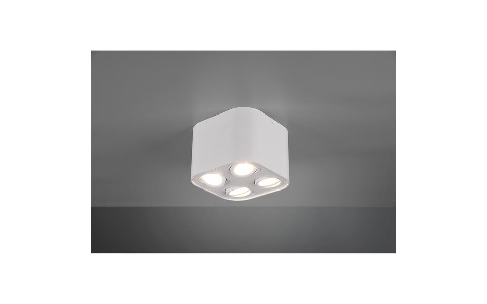 HLW LED LED Plafondlamp - Plafondverlichting - Trion Cosmin - GU10 Fitting - 4-lichts - Vierkant - Mat Wit - Aluminium