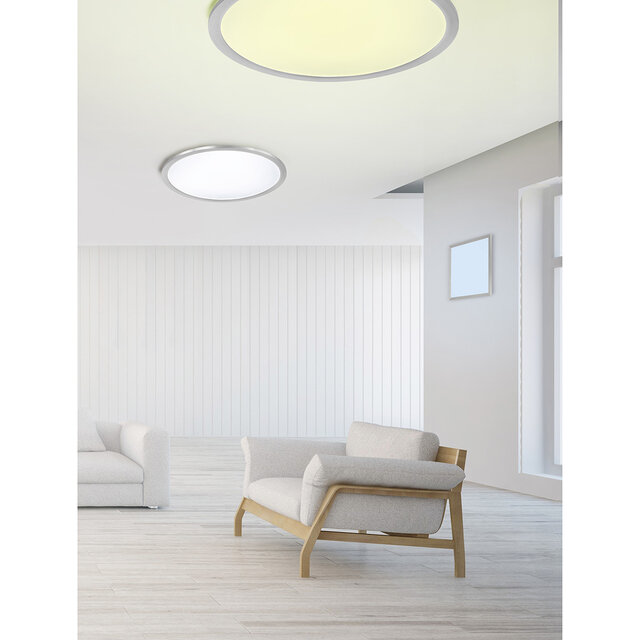 HLW LED LED Ceiling Light WiZ - Smart LED - Trion Givon - 36W - Adjustable Color - Dimmable - Remote Control - Round - Matte Nickel - Aluminum
