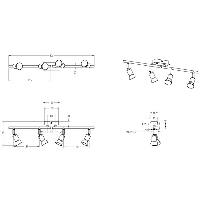 HLW LED LED Plafondspot - Trion Nimo - GU10 Fitting - 12W - Warm Wit 3000K - 4-lichts - Rechthoek - Mat Nikkel - Aluminium HLW LED LED Plafondspot - Trion Nimo - GU10 Fitting - 12W - Warm Wit 3000K - 4-lichts - Rechthoek - Mat Nikkel - Aluminium