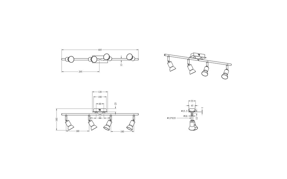 HLW LED LED Plafondspot - Trion Nimo - GU10 Fitting - 12W - Warm Wit 3000K - 4-lichts - Rechthoek - Mat Nikkel - Aluminium HLW LED LED Plafondspot - Trion Nimo - GU10 Fitting - 12W - Warm Wit 3000K - 4-lichts - Rechthoek - Mat Nikkel - Aluminium