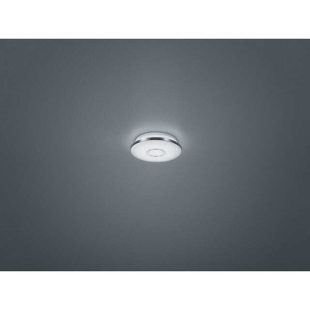 rond dimbare LED plafondlamp 12W met warm wit licht 3000K en glanzende chromen afwerking