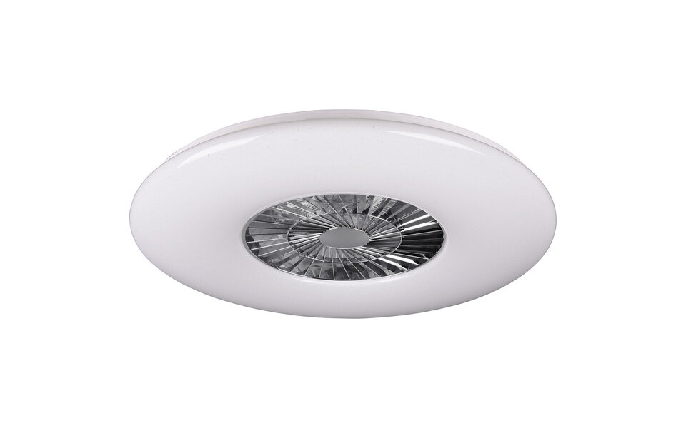 HLW LED LED Plafondlamp met Ventilator - Plafondventilator - Trion Vison - 60W - Afstandsbediening - Aanpasbare Kleur - Dimbaar - Rond - Mat Chroom - Kunststof