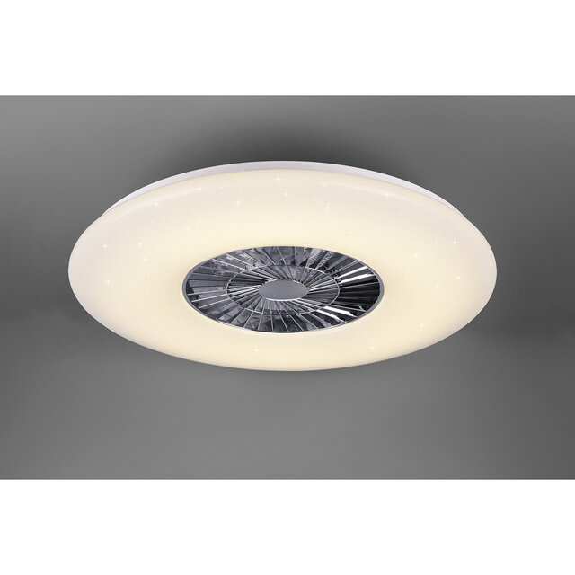 HLW LED LED Plafondlamp met Ventilator - Plafondventilator - Trion Vison - 60W - Afstandsbediening - Aanpasbare Kleur - Dimbaar - Rond - Mat Chroom - Kunststof