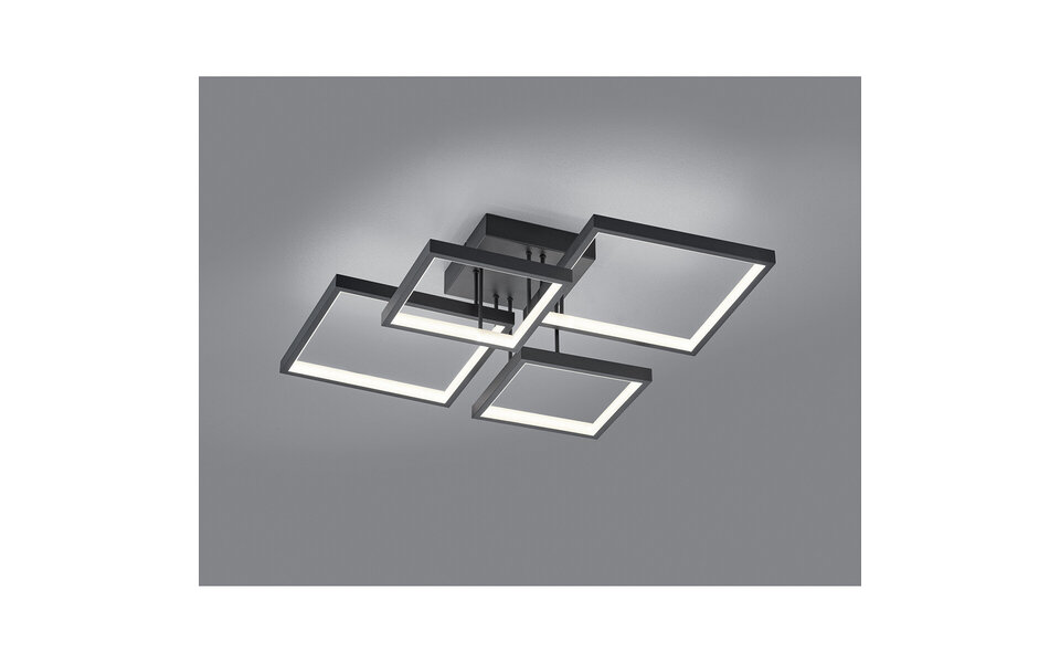HLW LED LED Plafondlamp - Plafondverlichting - Trion Soranto - 24W - Warm Wit 3000K - Dimbaar - Vierkant - Mat Zwart - Aluminium