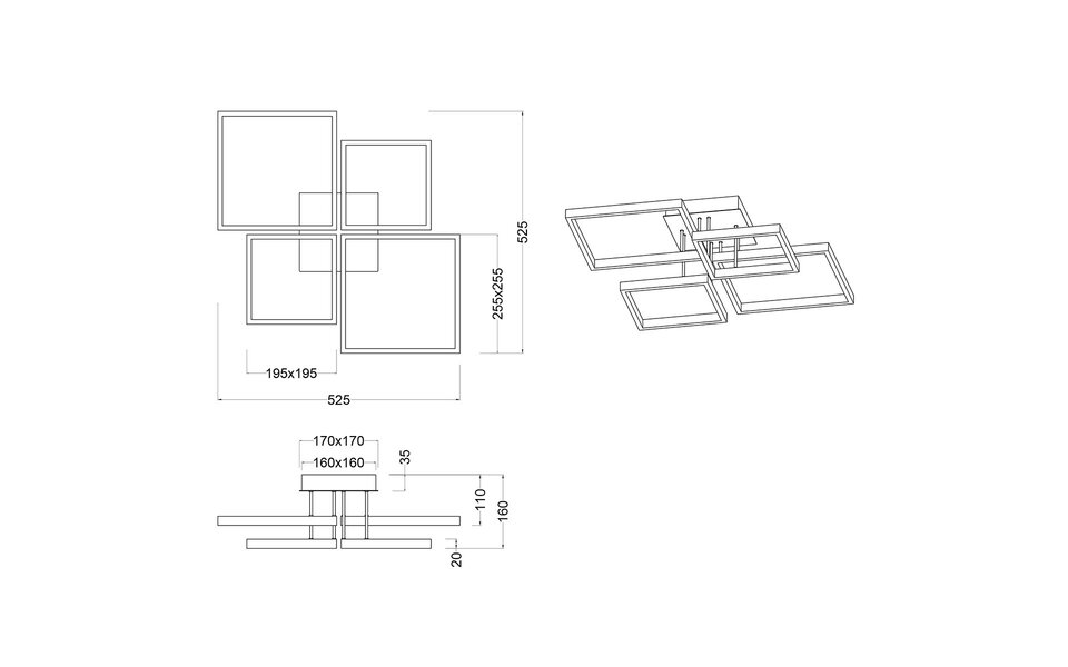 HLW LED LED Ceiling Light - Ceiling Lighting - Trion Soranto - 24W - Warm White 3000K - Dimmable - Square - Matte Black - Aluminum HLW LED LED Ceiling Light - Ceiling Lighting - Trion Soranto - 24W - Warm White 3000K - Dimmable - Square - Matte Black - Aluminum