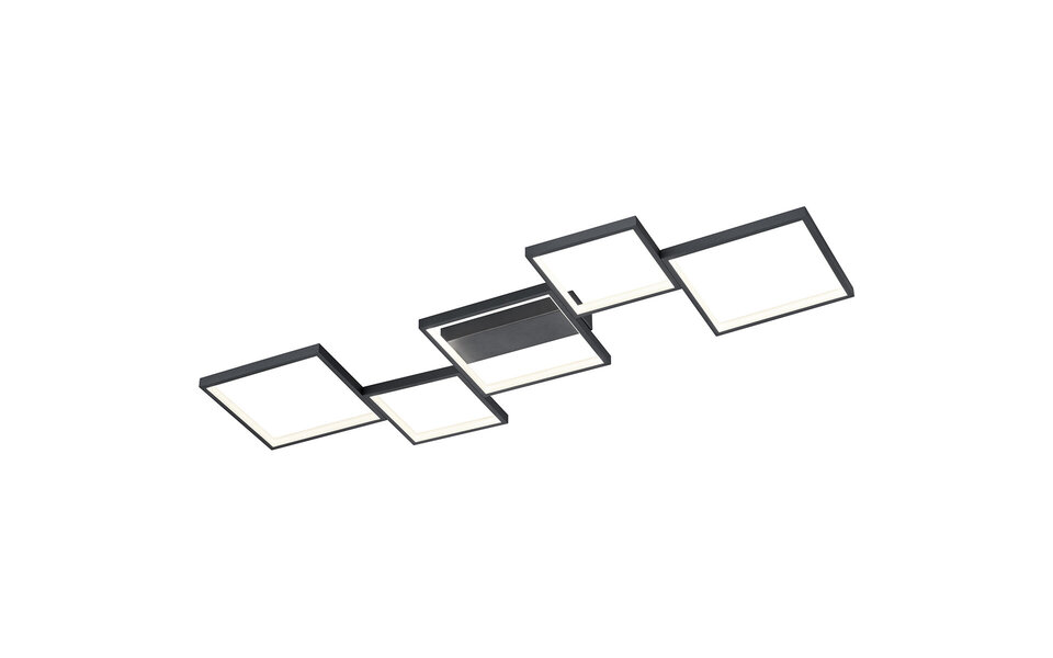 HLW LED LED Ceiling Light - Ceiling Lighting - Trion Soranto - 34W - Warm White 3000K - Dimmable - Rectangular - Matte Black - Aluminum