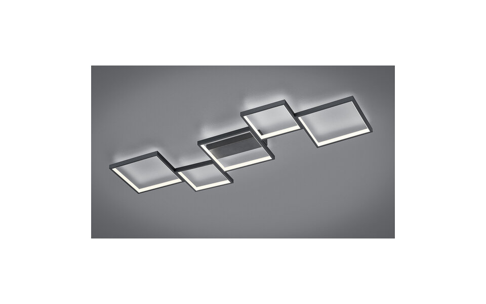 HLW LED LED Ceiling Light - Ceiling Lighting - Trion Soranto - 34W - Warm White 3000K - Dimmable - Rectangular - Matte Black - Aluminum