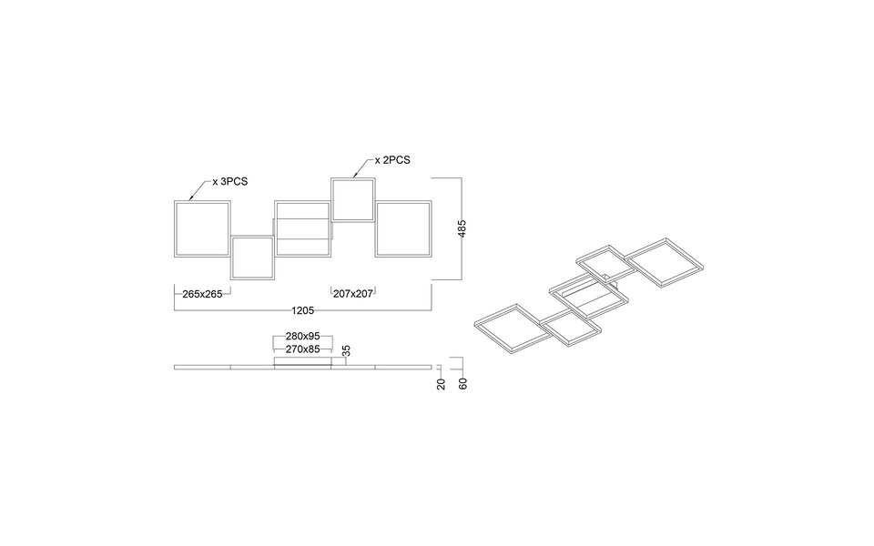 HLW LED LED Plafondlamp - Plafondverlichting - Trion Soranto - 34W - Warm Wit 3000K - Dimbaar - Rechthoek - Mat Zwart - Aluminium
