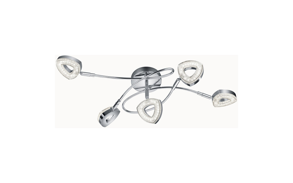 HLW LED LED Plafondspot - Trion Turon - 20W - Warm Wit 3000K - 5-lichts - Rond - Mat Chroom - Aluminium