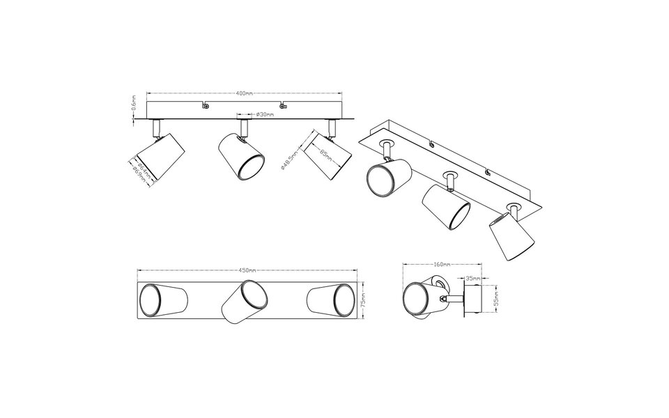 HLW LED LED Ceiling Spotlight - Trion Narca - 18W - Warm White 3000K - 3-light - Rectangular - Matte Nickel - Aluminum HLW LED LED Ceiling Spotlight - Trion Narca - 18W - Warm White 3000K - 3-light - Rectangular - Matte Nickel - Aluminum