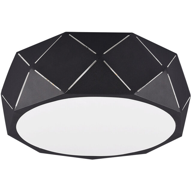 Mat zwarte LED plafondlamp met drie E27 fittingen en maximaal 25W vermogen