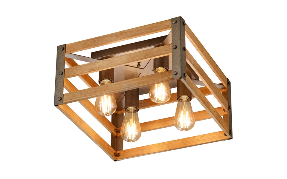 HLW LED LED Plafondlamp - Plafondverlichting - Trion Khon - E27 Fitting - Vierkant - Mat Nikkel - Aluminium