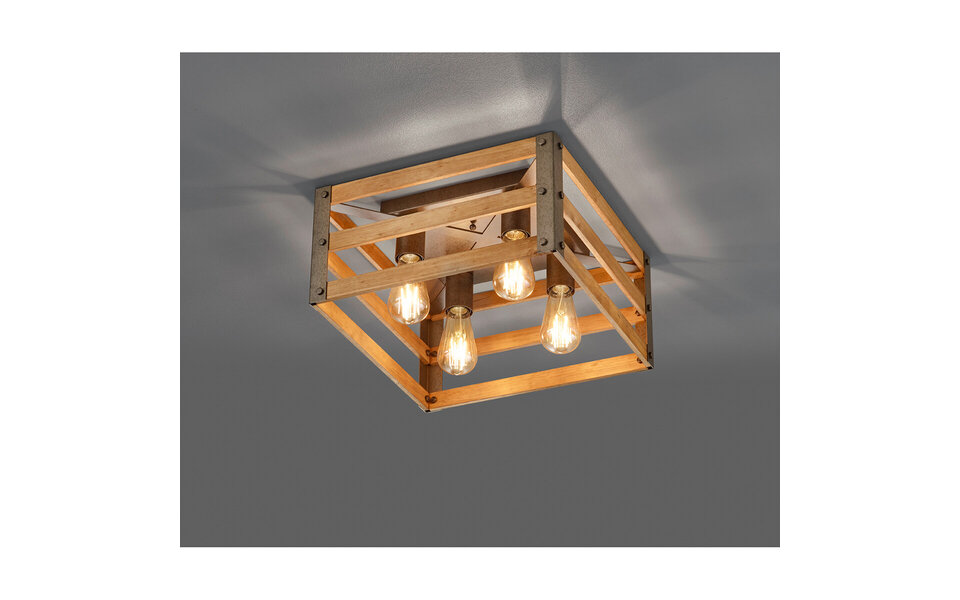 HLW LED LED Ceiling Light - Ceiling Lighting - Trion Khon - E27 Fitting - Square - Matte Nickel - Aluminum