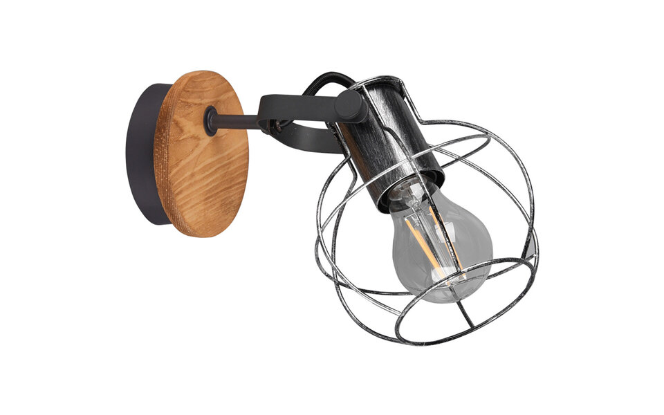 HLW LED LED Wall Spotlight - Trion Madrid - E27 Fitting - 1-light - Round - Matte Silver - Aluminum