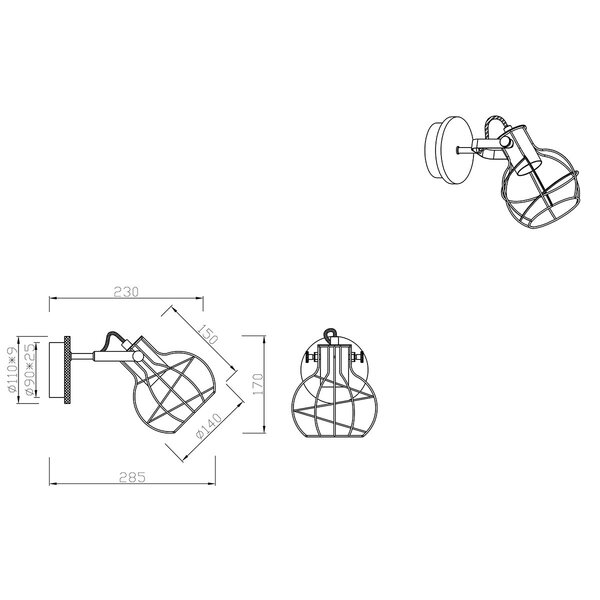 HLW LED LED Wandspot - Trion Madrid - E27 Fitting - 1-lichts - Rond - Mat Zilver - Aluminium HLW LED LED Wandspot - Trion Madrid - E27 Fitting - 1-lichts - Rond - Mat Zilver - Aluminium