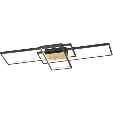 LED Plafondlamp - Trion Tucino - 35W - Warm Wit 3000K - Dimbaar - Rechthoek - Mat Zwart - Aluminium LED Plafondlamp - Trion Tucino - 35W - Warm Wit 3000K - Dimbaar - Rechthoek - Mat Zwart - Aluminium