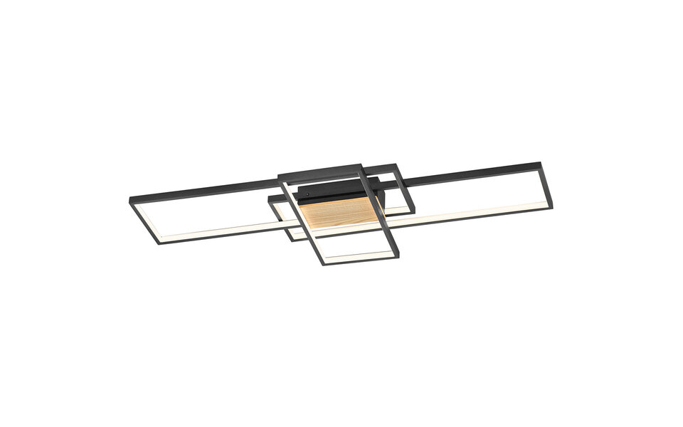 HLW LED LED Ceiling Light - Trion Tucino - 35W - Warm White 3000K - Dimmable - Rectangular - Matte Black - Aluminum